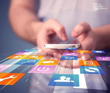 Person searching and exploring super apps on mobile device Person searching and exploring super apps on mobile device